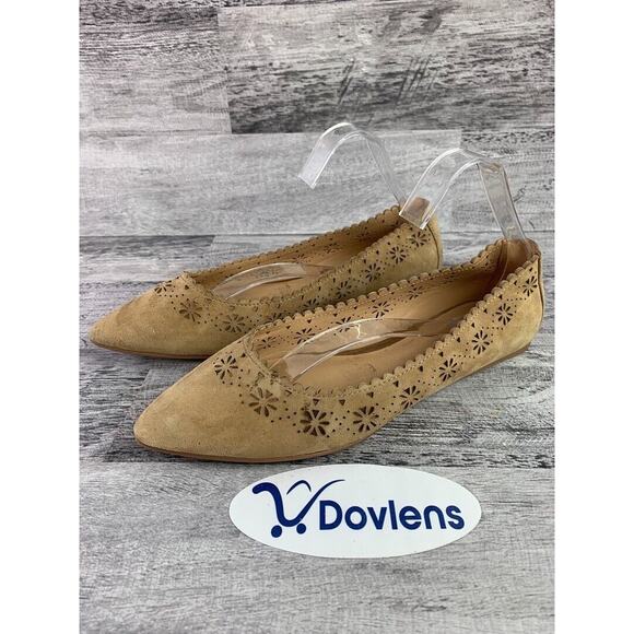 Joe's Jeans Womens Beige Suede Laser-Cut pointed Flats Size 8.5M - Picture 1 of 5